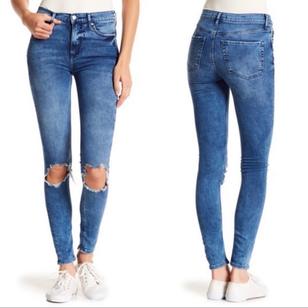 Free People Busted knee High Rise Skinny Jeans - Picture 3 of 6